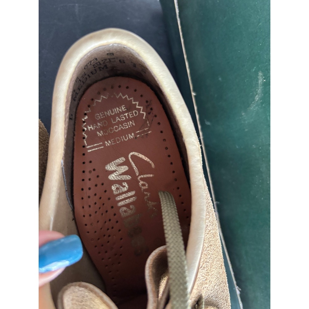 Clarks Wallabees Womens 6 Tan Deerskin Suede Moccasin Crepe Sole Shoes P124TS - Picture 6 of 8